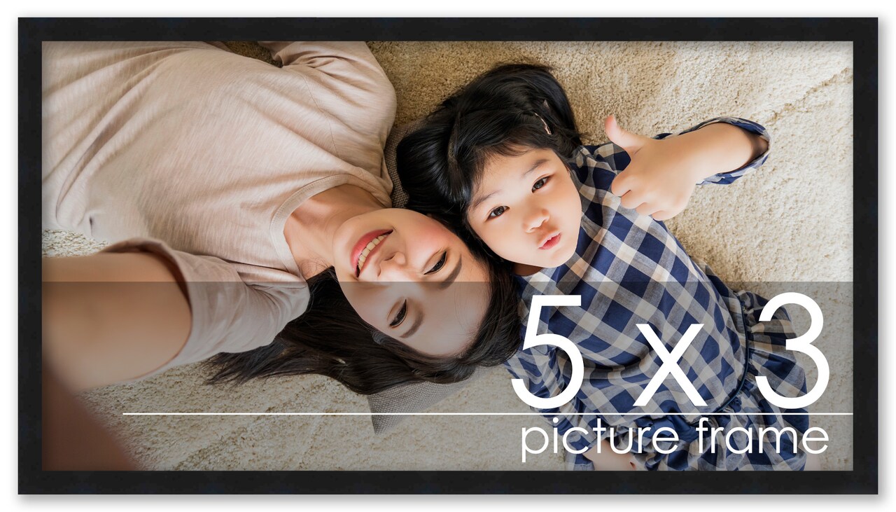 Photo Size Classic Modern Black Frame - UV Acrylic, Foam Board Backing, Hanging Hardware